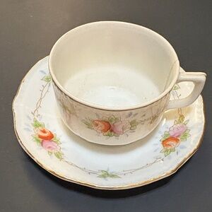 Floral Porcelain Teacup and Saucer Set